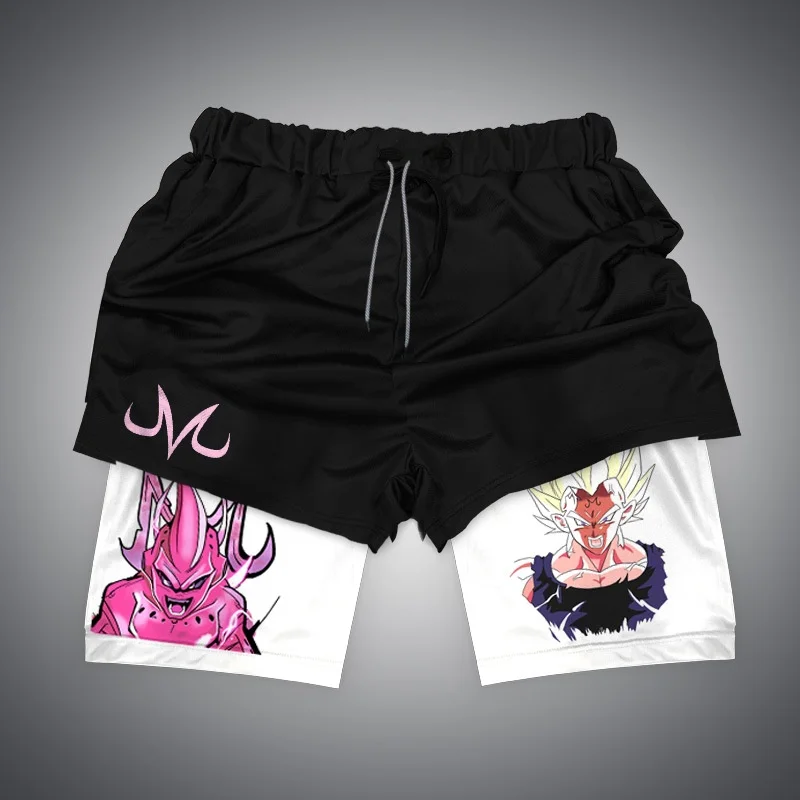 25-26 Sommer Anime Gym Shorts für Herren und Damen Dragon Ball 3D-Druck 2-in-1 Schnelltrocknende Atmungsaktive Sport-Trainings-Kompressionshosen