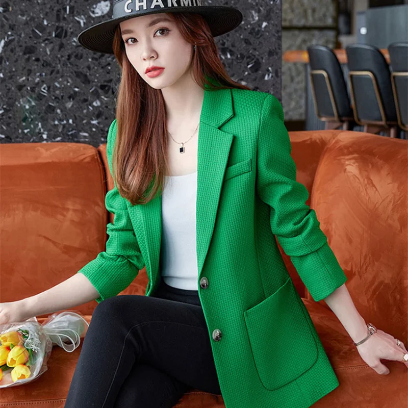 

2023 Fashion Suit Jacket Women Slim Blazers Spring Autumn Single-breasted Lattices Coat Lady Casual Office Blazer Tops Outerwear