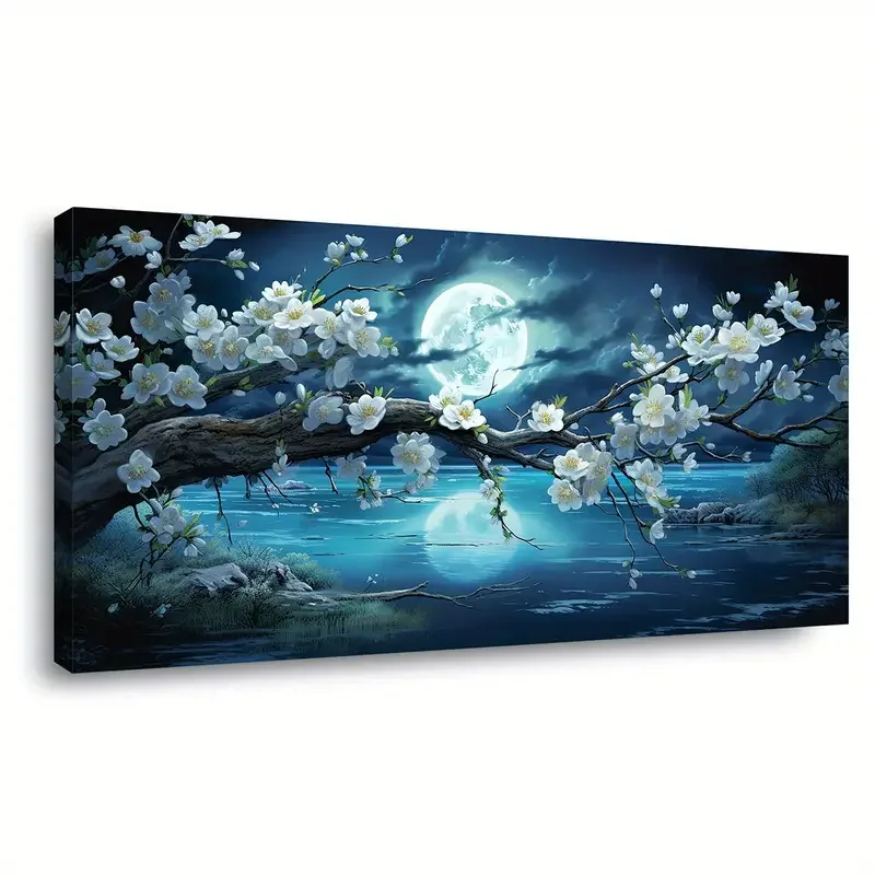 Large Size Moon Blooming Trees Diamond Painting Full Square Round Moonlight Flowers Diamond Mosaic DIY Jewelry Cross Stitch