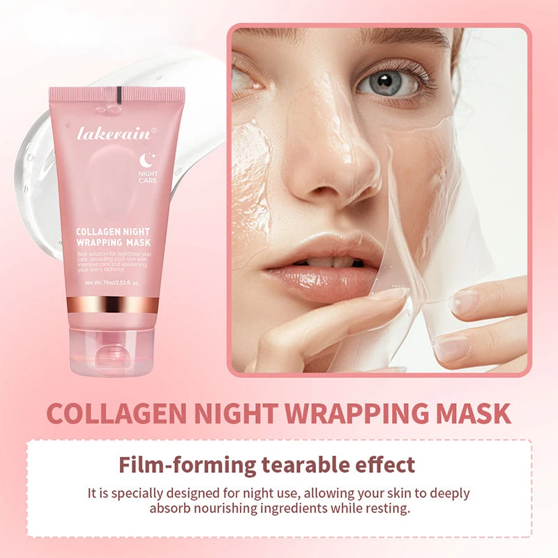 75ml Collagen Peel-off Mask, Night Wrapping Facial Mud Firming Mask Daily Face Skincare Deep Cleaning Skin-peeling Off Covers