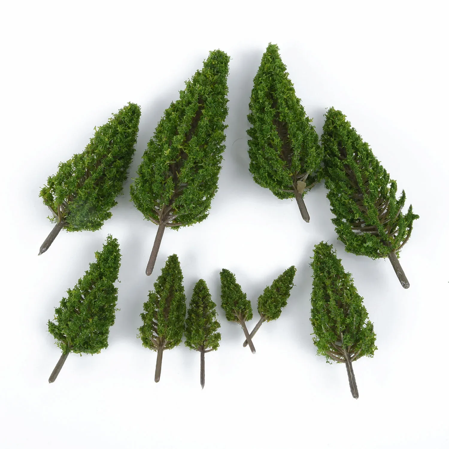 20Pcs Model Tower Shaped Trees 1/50-1/400 Mixed Model Plastic Trees Train Railway Forest Scenery Layout 5-16cm