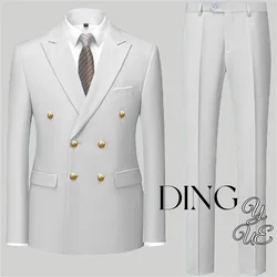 Men's 2 Piece Suits Slim Fit Tuxedo Groomsmen Bestman Wedding Custom Made Double-breasted Business Casual Formal Men Suits