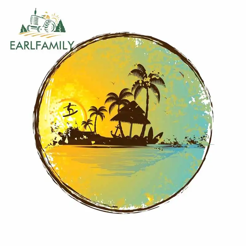 

EARLFAMILY 13x12.8 см Водонепроницаемая наклейка с островным пейзажем для автомобиля, фургона, бампера, холодильника