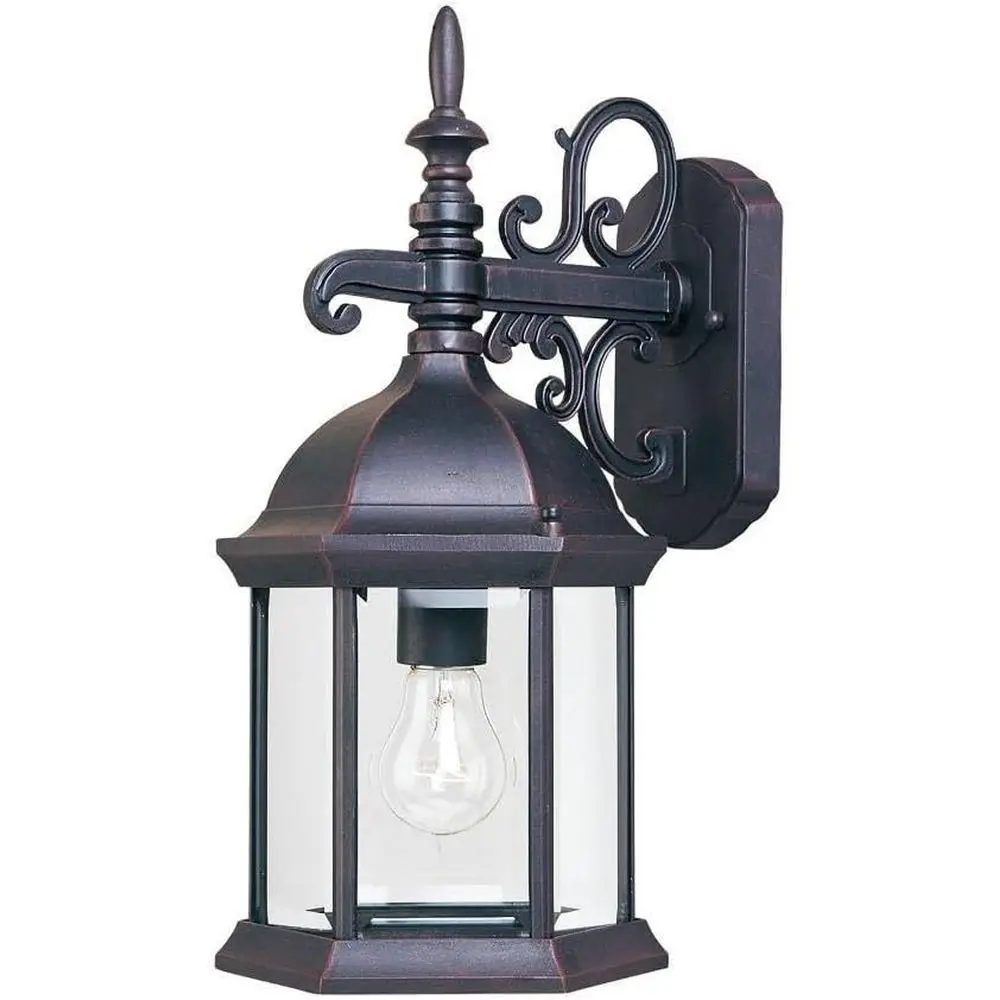 

1-Light Outdoor Wall Light with Clear Glass Shade, Empire Bronze Finish, Suitable for Early American Porch and Patio