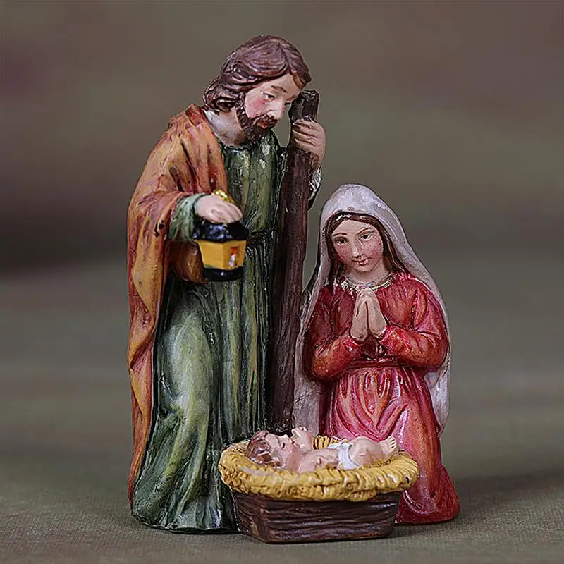 

Holy Family Figurine Resin Nativity Scene Sculpture Christmas Nativity Scene For Desk Display Decorative Indoor Ornaments Gift