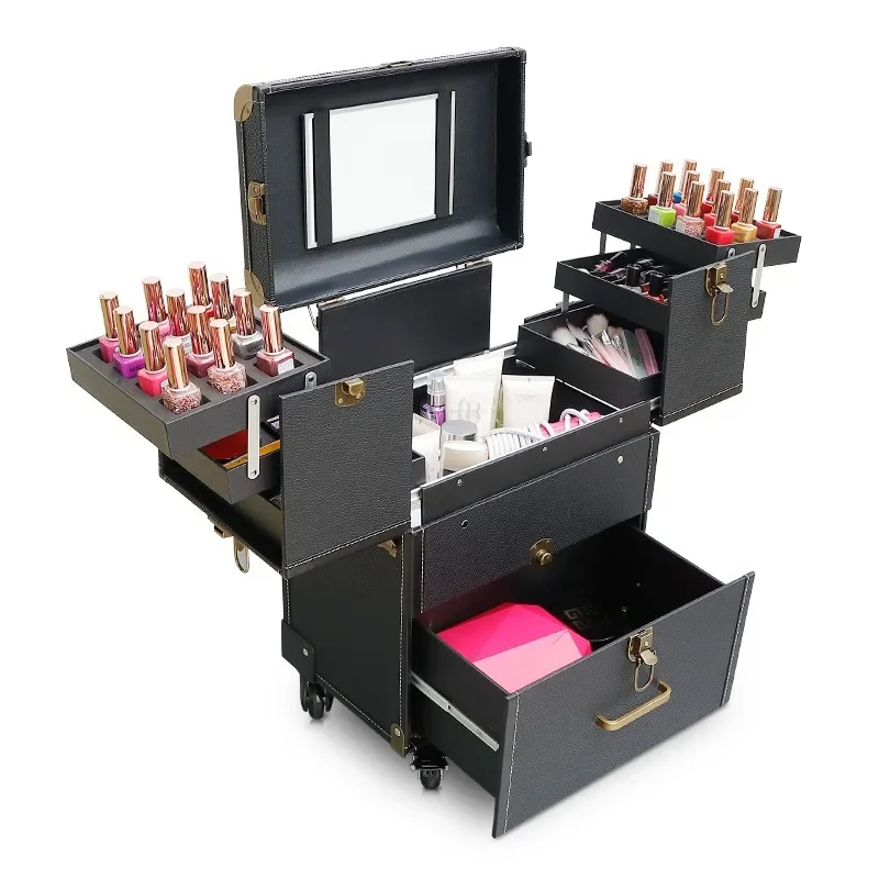 Cosmetic case, large-capacity multi-functional multi-layer storage box with tie rod, toolbox.