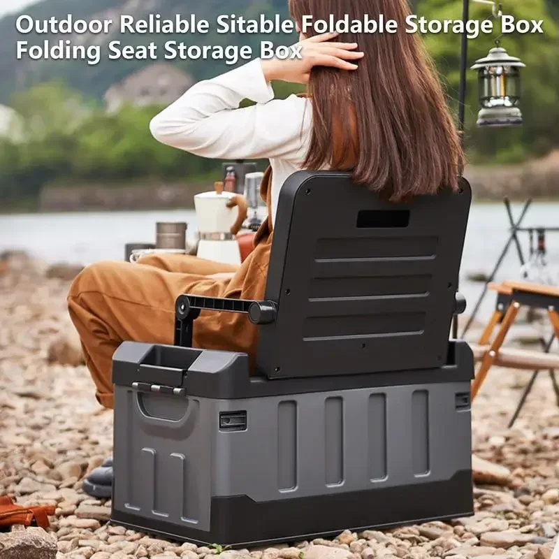 Fishing Box Foldable Storage Organizer Portable Camping Chair With Backrest Double Layer Sorting Storage Box Luya Box 3 In 1