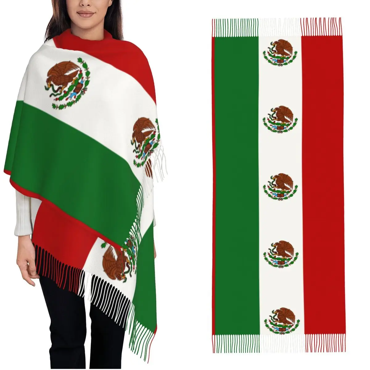 

Outdoor Scarf Winter Mexico FLAG Shawl Wrap Custom Bandana Female Popular Headwear Scarves