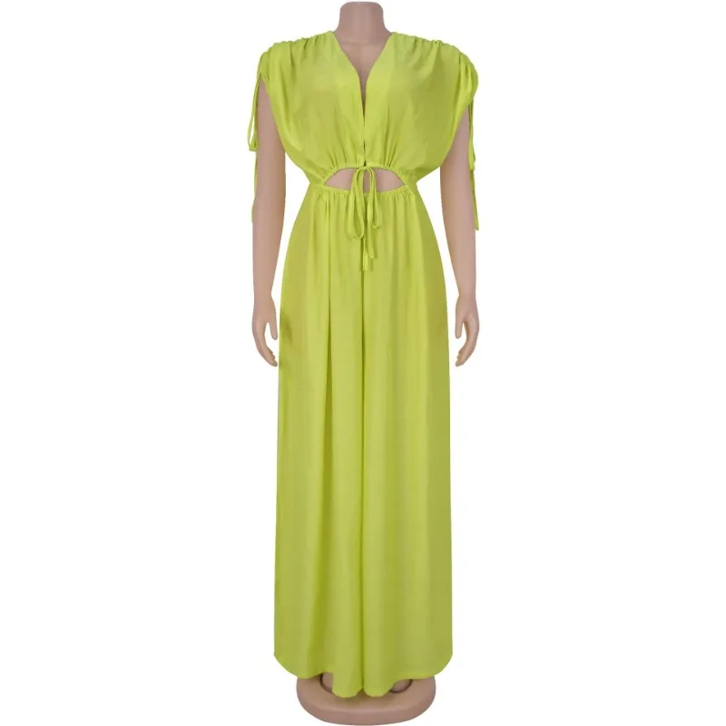 KEXU Cutout Front Ruched Shoulder Short Sleeve Wide Leg Jumpsuits 2025 Women Summer Vacation Outfits One Piece Suit Romper