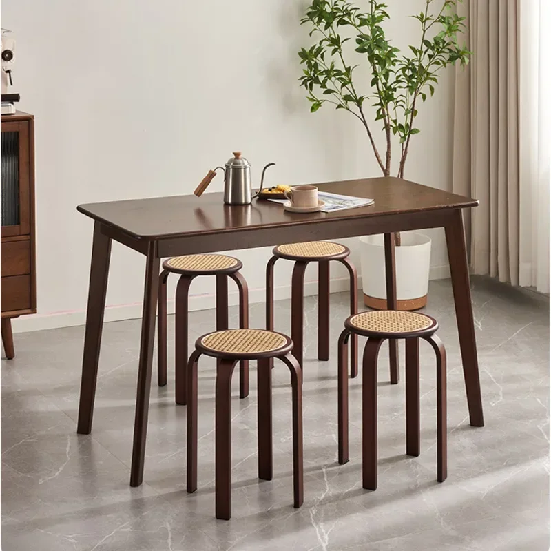 Bamboo Dining Stools Resin Rattan Woven Makeup Chair Stacking Storage Kitchen Seat Stable And Load-bearing Restaurant Furniture