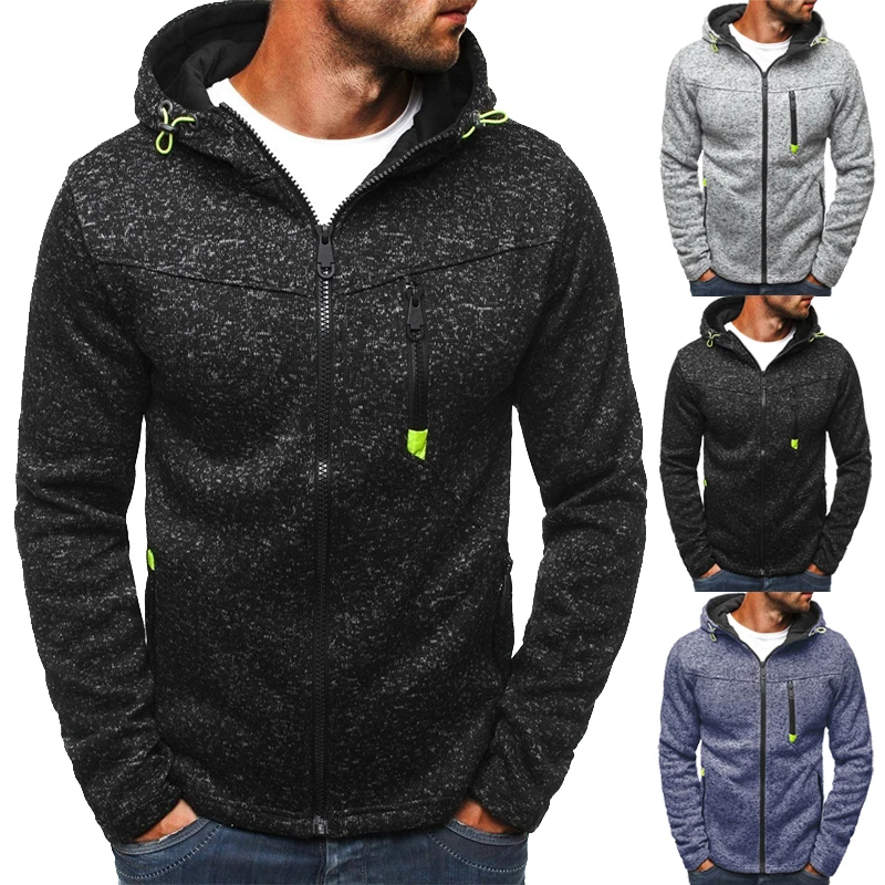 Fashion Mens Zipper Jacket Sports Hoodie Fleece Coat Autumn Winter Jacket