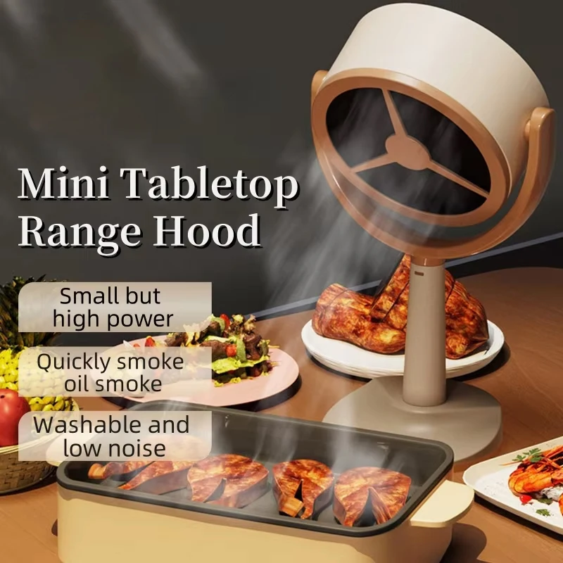 Small Range Hood Extractor Portable USB Charging Mini Range Hood Adjustable Angle for BBQ Hot Pot Kitchen Appliances