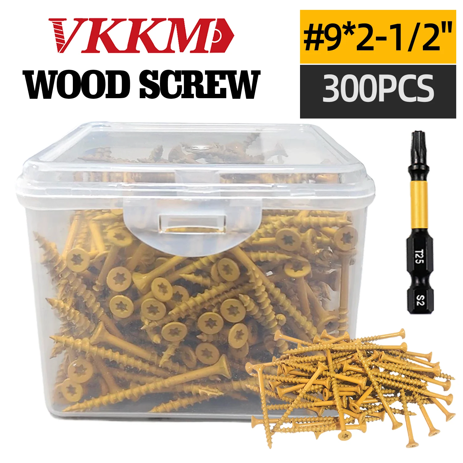 

Винты для палубы VKKM 2-1/2 дюйма, шурупы по дереву # 9 x 2-1/2 дюйма, 300 шт., устойчивое к ржавчине покрытие, винты T25, звездочка T25 в комплекте, коричневый