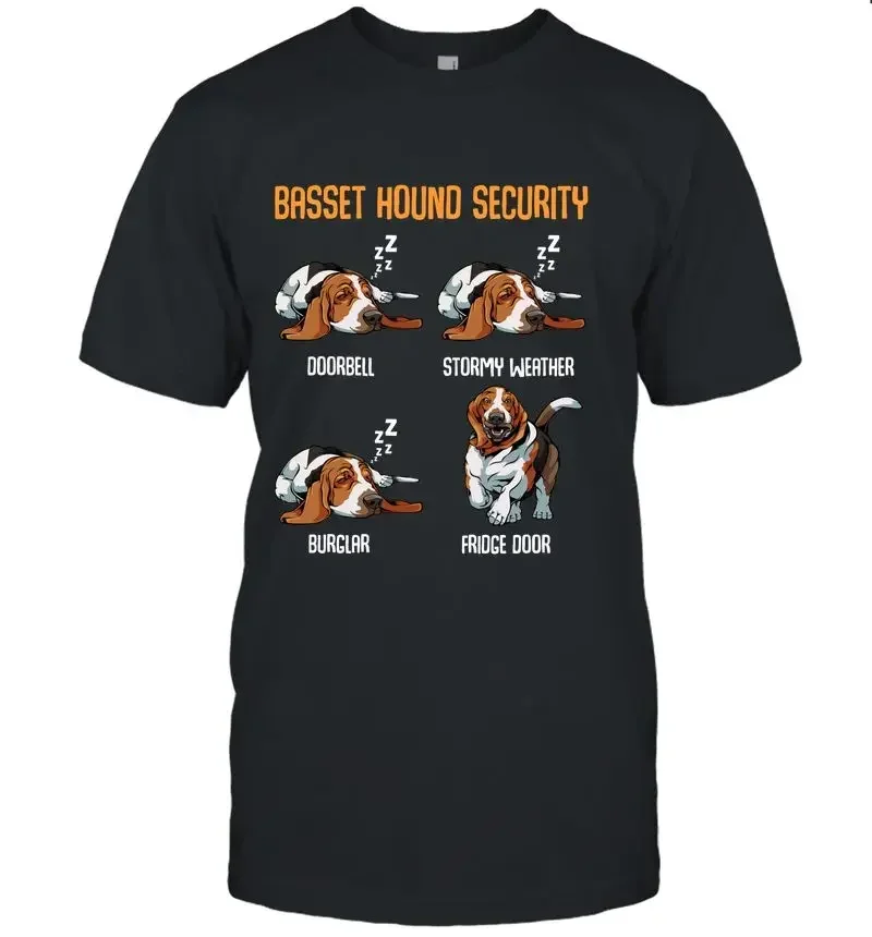 Short Sleeve Casual Mens T-shirt Size S-5XL Funny Basset Hound Security Cute Pet Puppy Dog Owner Gift T-Shirt 100% Cotton O-Neck