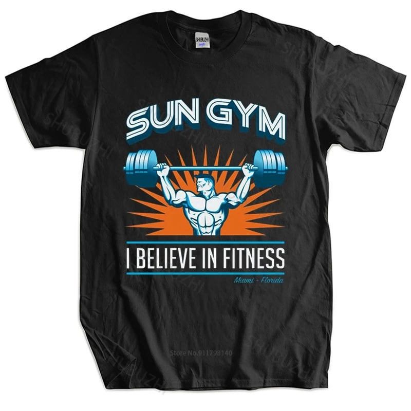 Mens Brand Tshirt Male Gift Tops SUN GYM I BELIEVE IN FITNESS PAIN & GAIN MENS T-SHIRT LOTS OF COLS Top Gift Male