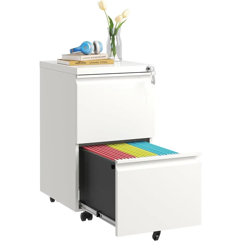 Der Locking Cabinet, Fully Assembled Heavy-Duty Metal Filing Cabinet, Home Office, Quiet Slides, Anti-Tipping Wheels, Fits A4/Le
