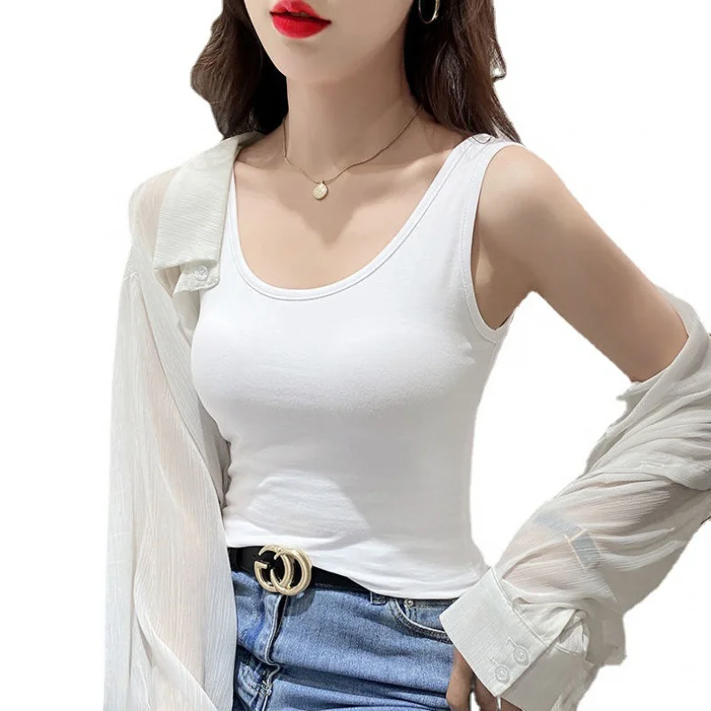 Gilet da donna Summer Thin Bottoming Shirt Short Slim-Fit I-Shape senza maniche Inner Match capispalla Top comodo studente All-Mat