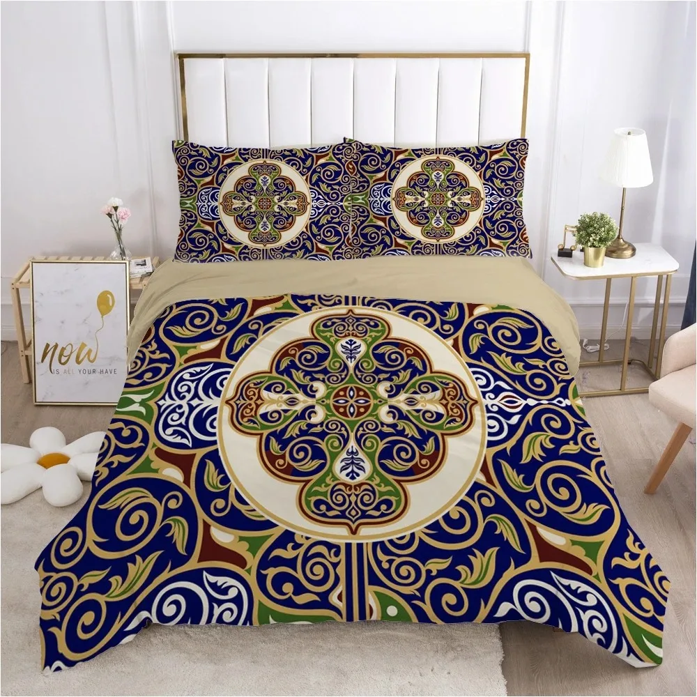 

Golden Luxury Bedding Set for Bohemian High-grade Luxurious 100% Hot Duvet Cover Sets Queen Size Double Boho Bed Linens Set