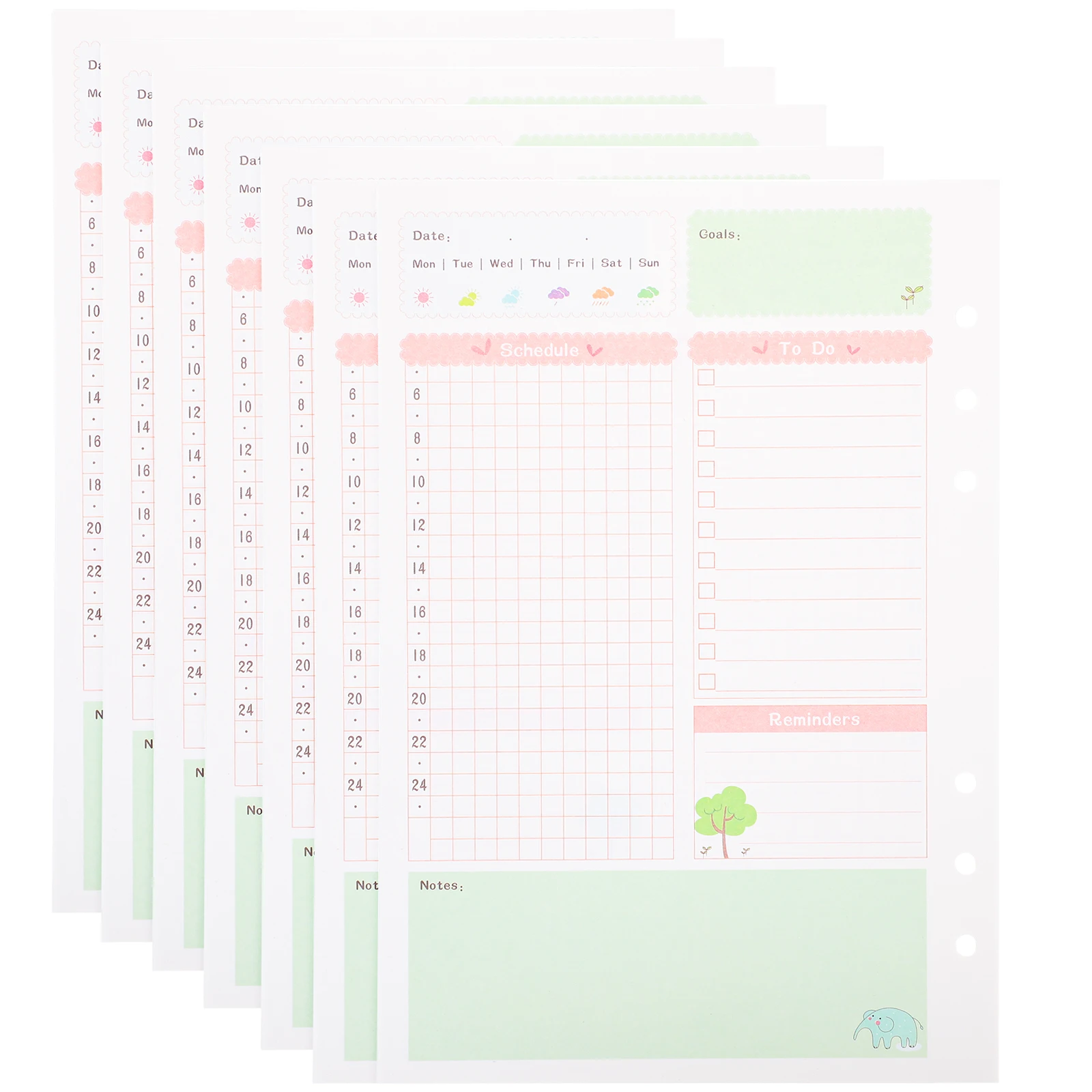 

2pcs 2 Packages 45 6 Holes Paper Refills Sheets Each Smooth Surface Planner Paper Refills Writing Drawing Planner Notebook