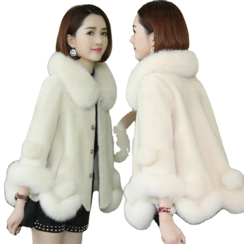 

faux New winter granular sheep shearing female fox fur collar fashion short Korean coat lamb hair