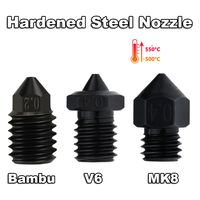 Top Quality 2pcs Hardened Steel V6 Nozzle For Bambu Lab X1 X1C P1P Ender 3 CR10 Kobra Hotend 3D Printer Parts E3D V6 MK8 Nozzles