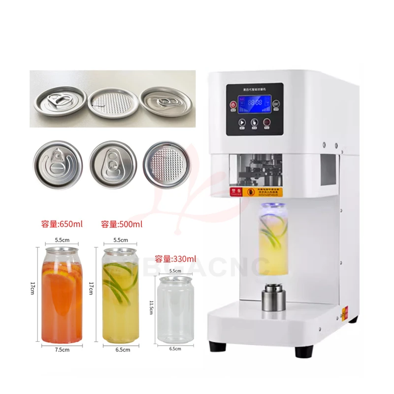 Automatic Lifting Can Sealing Machine, Beer Food Beverage Bottle Wrapping, Plastic Aluminum Cans Cups, 5.5cm Caliber