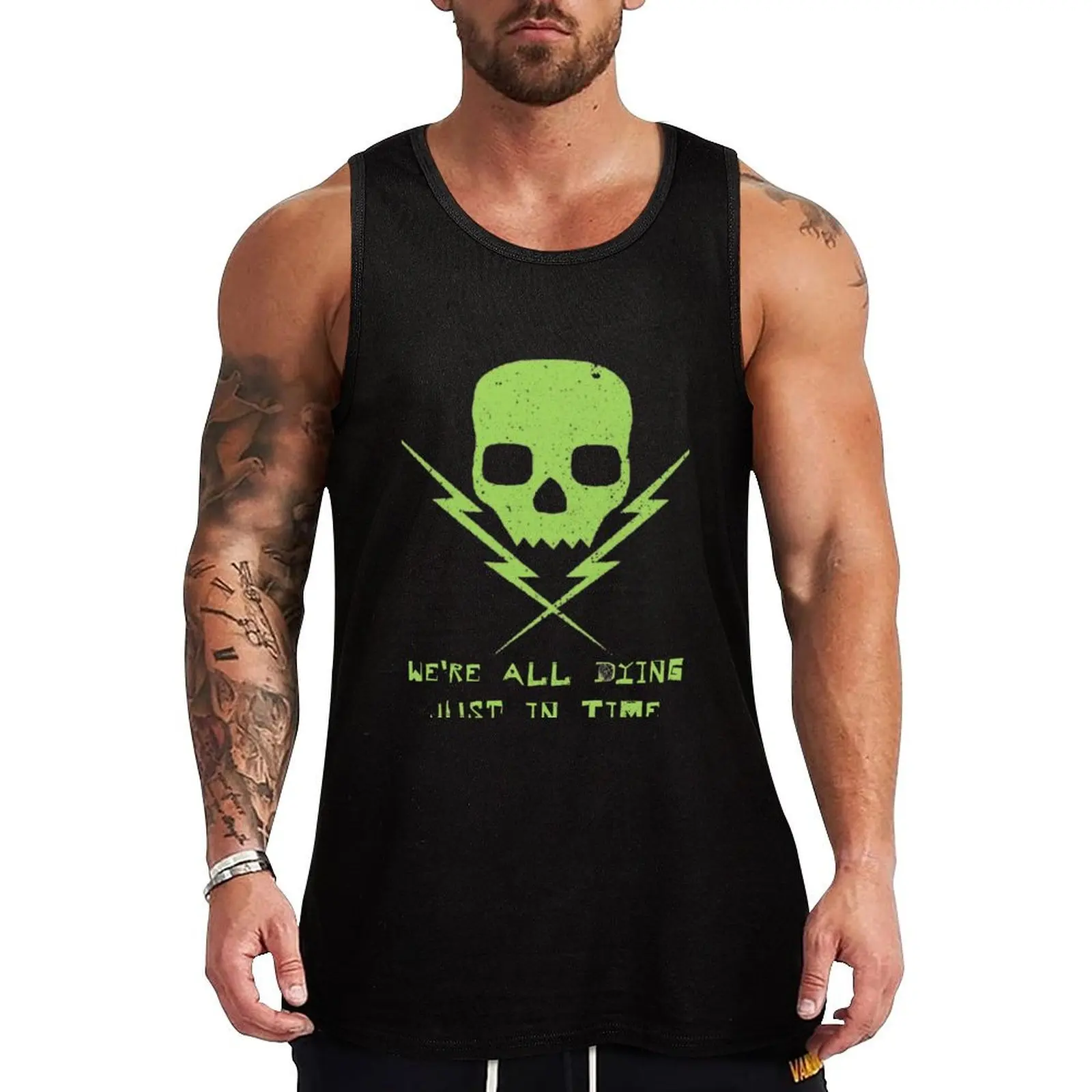 

Death by stereo - we're all dying just in time. Tank Top Men's vest Vests anime t-shirts mens clothing