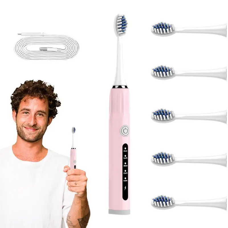 

Rechargeable Toothbrush For Adults Power Electronic Toothbrush Rechargeable Electric Toothbrushes With 5 Modes & 6 Brush Heads