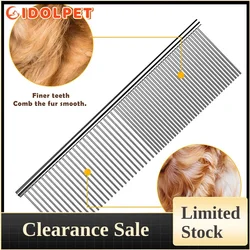 Pet double-sided Dematting Comb Stainless Steel Pet Grooming Comb for Dogs Cats Gently Remove Loose Undercoat Mats Tangles Knots
