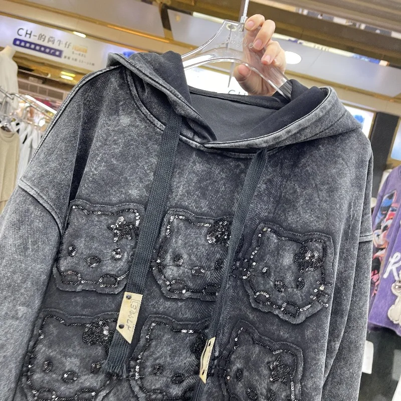 2025 Autumn Heavy Industry New Age-Reducing Cartoon Hooded Sweatshirt For Women's Loose Casual Sweet Style Top Sudadera Mujer