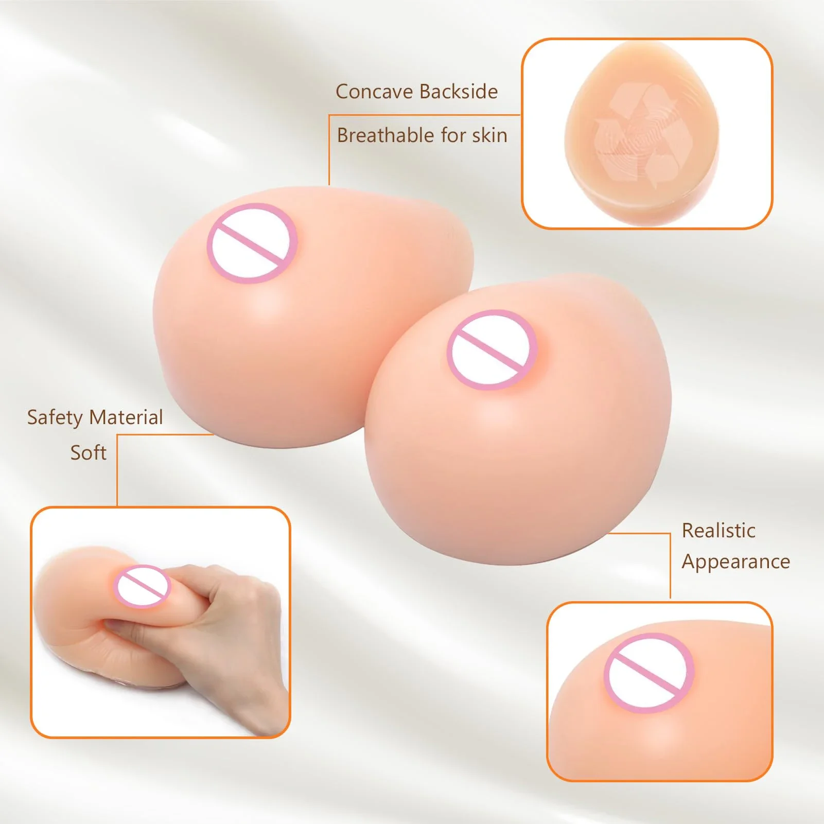 1Pair=2pcs Realistic Silicone Adhesive False Breast Forms Bra Inserts Breast Pad Fake Chest For Crossdresser Transgender Cosplay