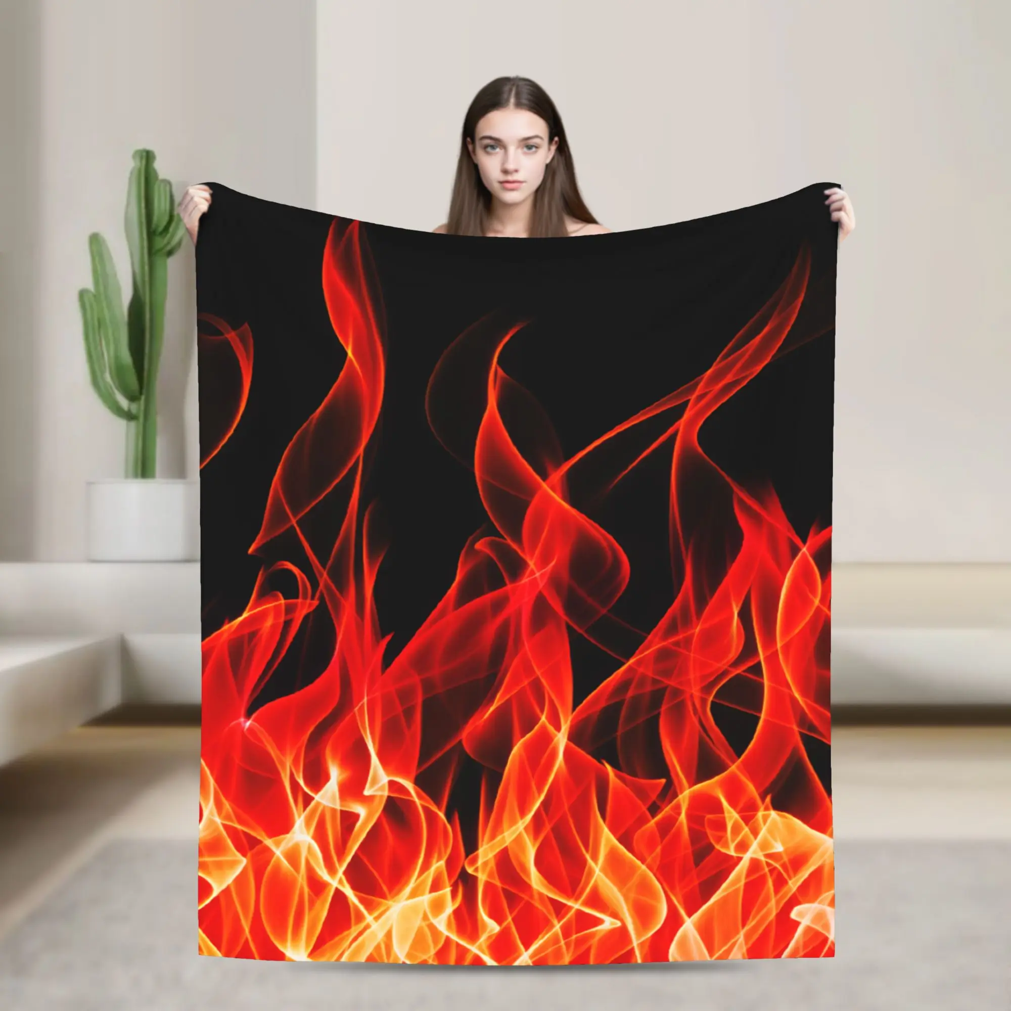 Fire Flames Plush Blanket Kids  Flannel Throw Blanket For Living Room Warm Soft Design Quality Bedspread Gift Idea