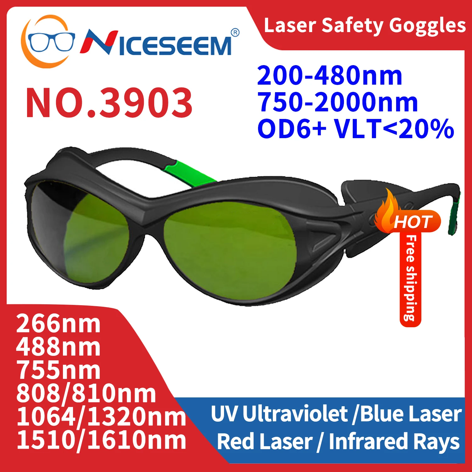 Eyewear Protective Smart Glasses Goggles Laser Epilator Infrared IPL Nd IR Yag LED Tactical Tinted Medical Industrial Certified