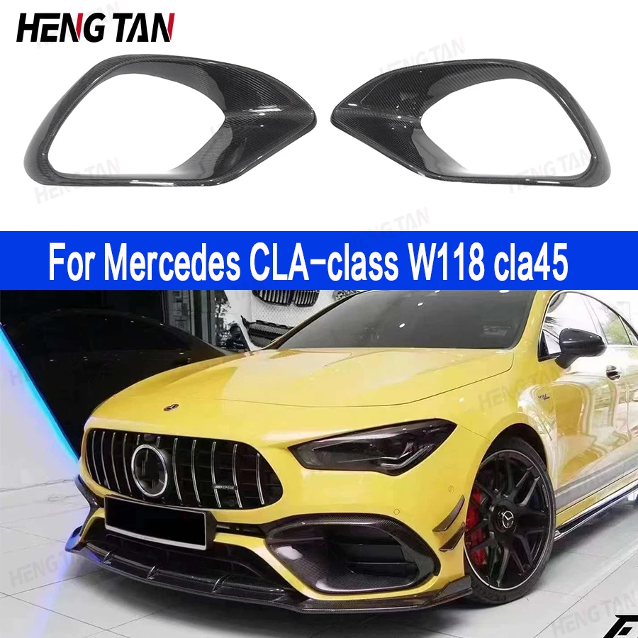 

Противотуманная рамка из углеродного волокна для Mercedes Benz CLA Class W118 CLA45, передний бампер, Крышка вентиляционного отверстия, автомобильные аксессуары