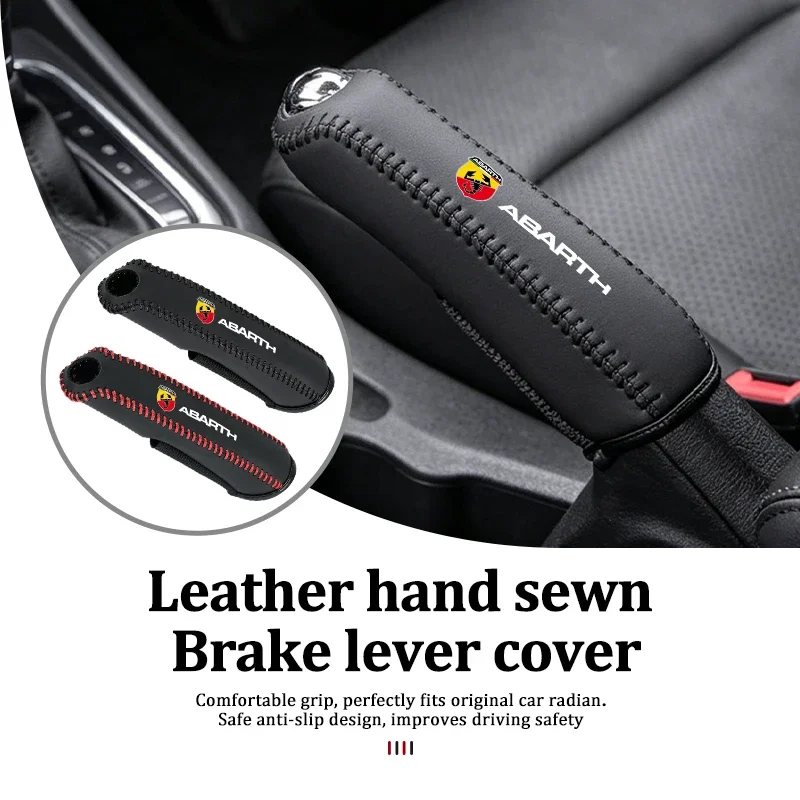 Car Handbrake Cover Leather Trim Protective Cover Gear Lever Cover for Abarth Fiat 500 FR Ducato Doblo Freemont Idea