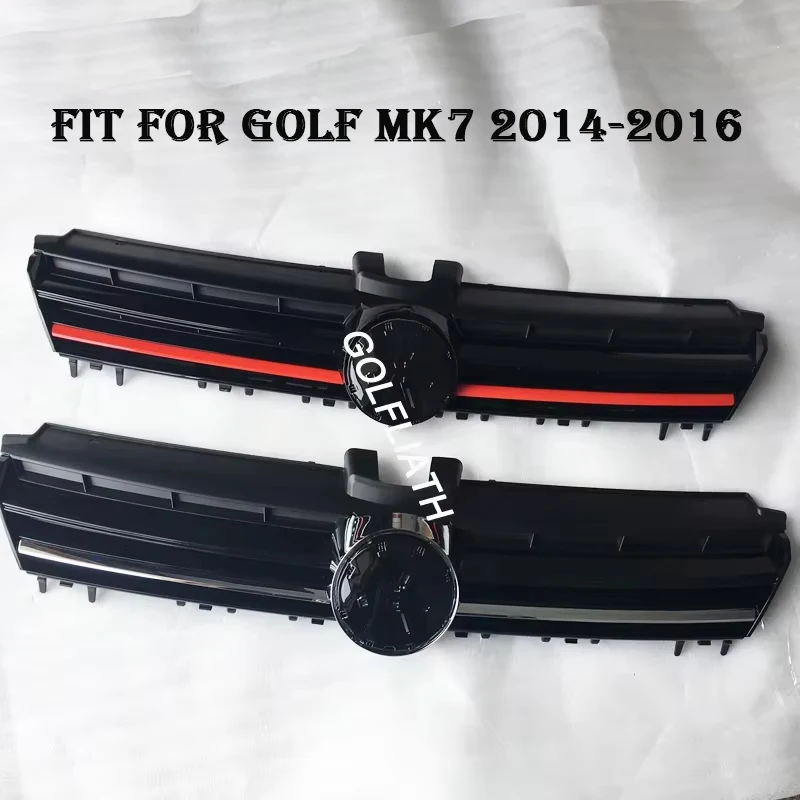 شبكة مركزية أمامية ABS باللون الأسود والأحمر لسيارة VW Golf MK7/Golf 7/GTI/R غطاء المبرد ترقية خارجية للشواية العلوية #1