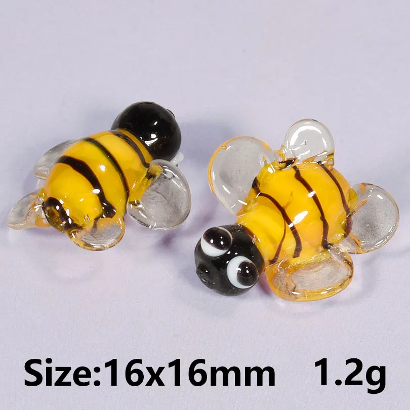 7Pcs New Kawaii Lovable Yellow Little Bee Charms Handmade Glass Beads For Making Diy Bracelet Necklace Jewelry Accessories