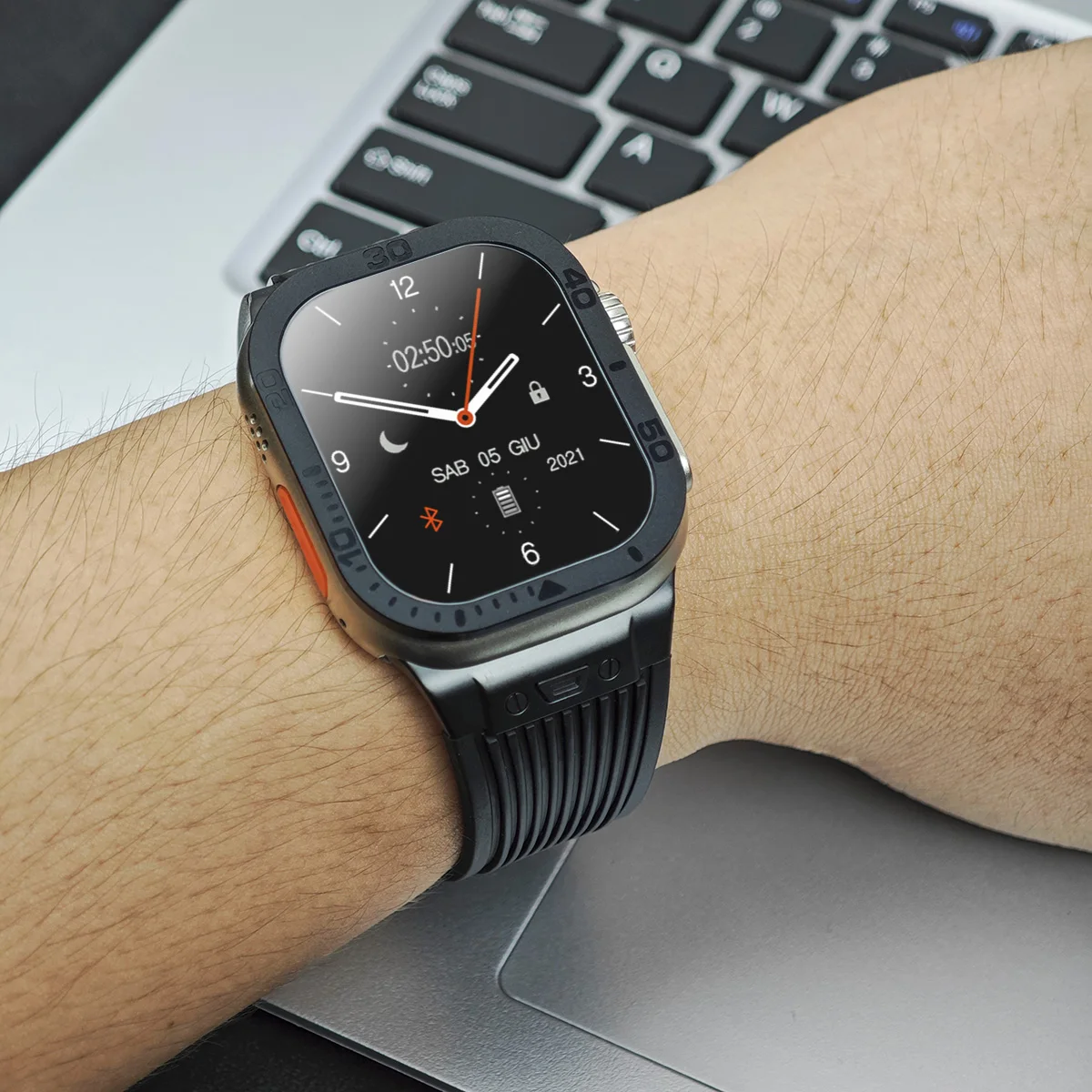 Film+Silicone Strap for Apple Watch Band Ultra 2 49mm Tempered Glass Screen Protector Case Frame for IWatch Series Ultra 49mm image 2