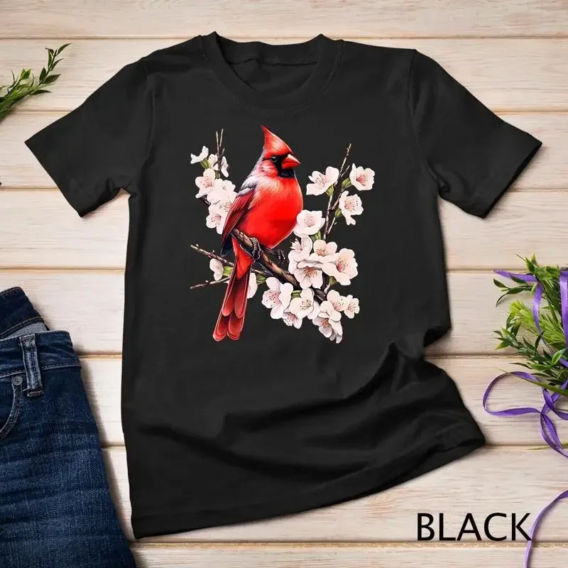 Northern Cardinal Wild Backyard Birds Flower Garden Birders Unisex T shirt