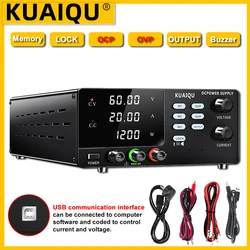 KUAIQU High Voltage Lab DC Power Supply OCP OVP Banch Switching Source 15V 30V 60V Adjustable Memory Buzzer Alarm Regulator Test