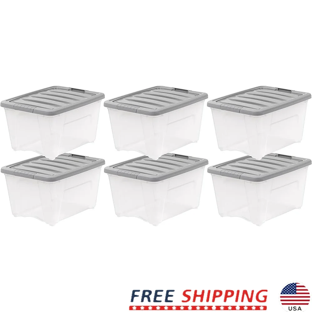 

Stackable Plastic Storage Bins with Latching Lids Clear Storage Containers Easy Organization and Portable Storage Set of 6