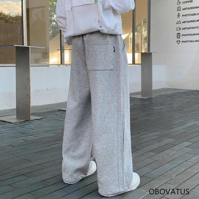 Crianças unissex primavera calças para meninos e meninas estilo casual solto em linha reta ajuste calças esportivas crianças escola esportiva moletom