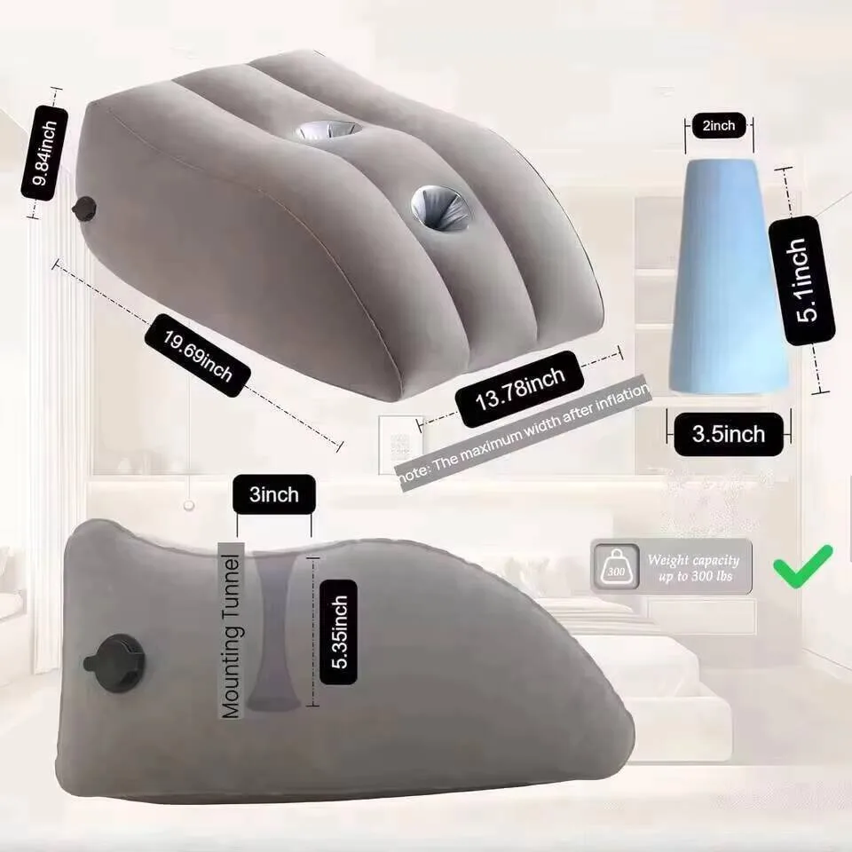 Triangle Inflatable Position Pillow Magic Cushion Body Support Pad With 3 Holes Fixed Vibrator Sex Toy For Women Masturbation view 3