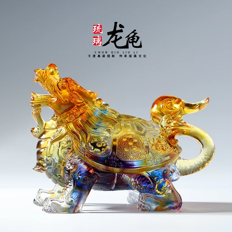 Tabletop ornaments Glazed four divine beasts Chinese retro pure handmade Office handicrafts Home lucky study entrance decoration