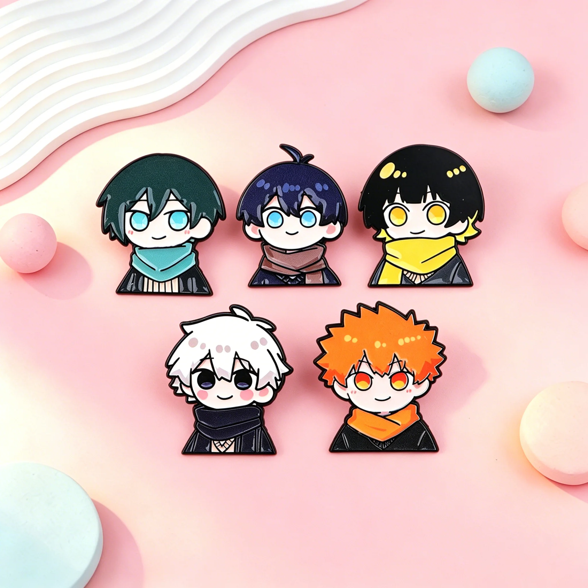 Cute Boy Enamel Pins Cartoon Brooches Badges for Backpacks Jackets Hats Anime Collection Gifts Cosplay Accessories