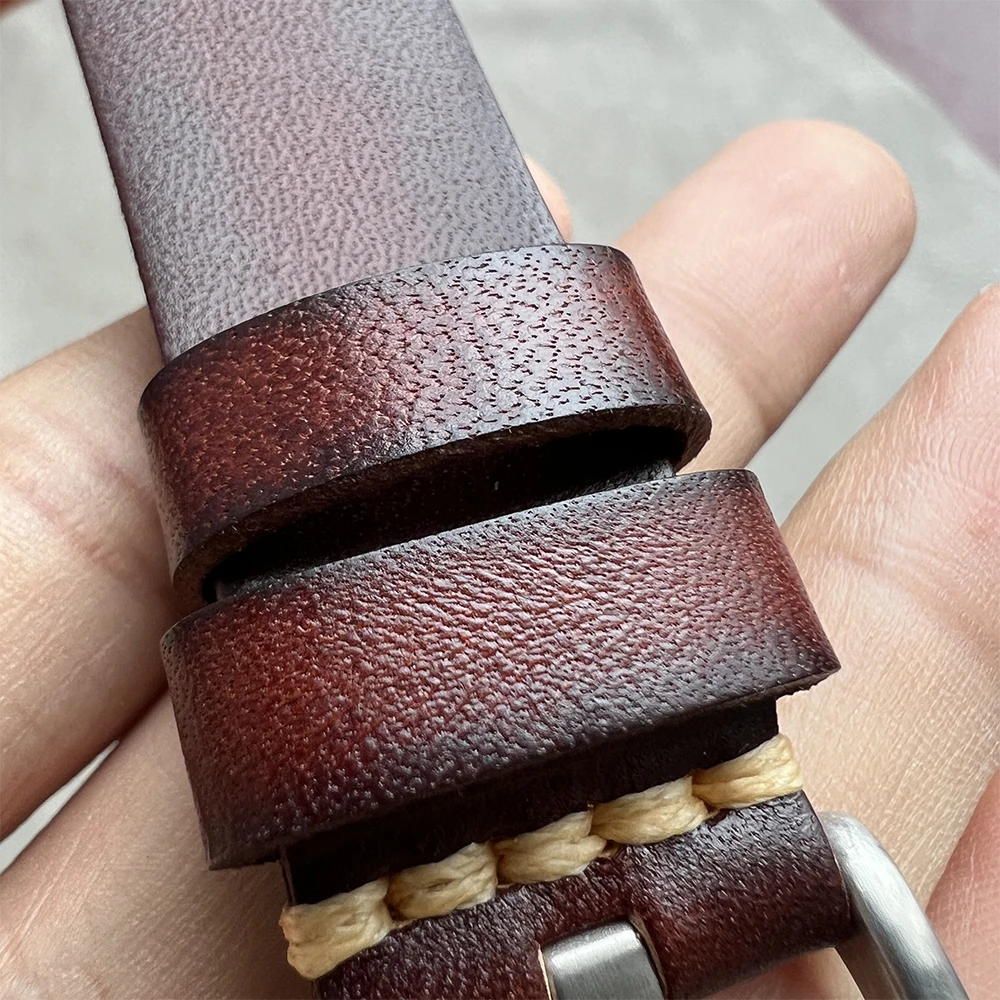 20mm 22mm Monolayer waterproof High quality Oil wax strap Genuine leather watch Bracelet cowhide watchband men soft bel