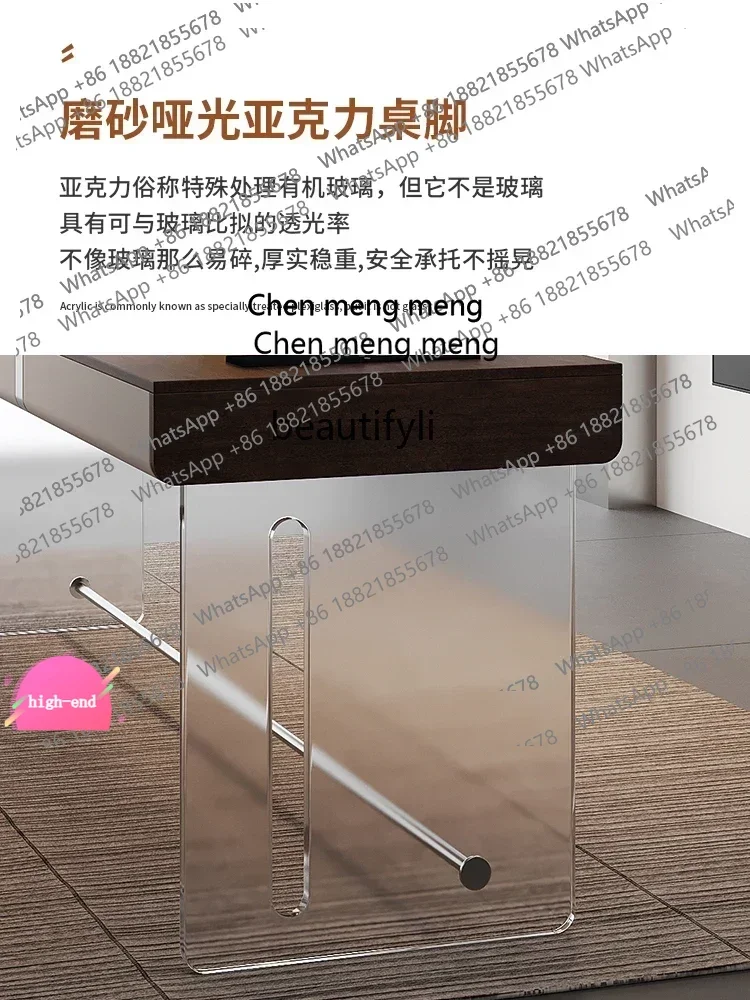 

C Home Walnut Desk Italian Minimalist crylic Suspension Study Desk Desk AB