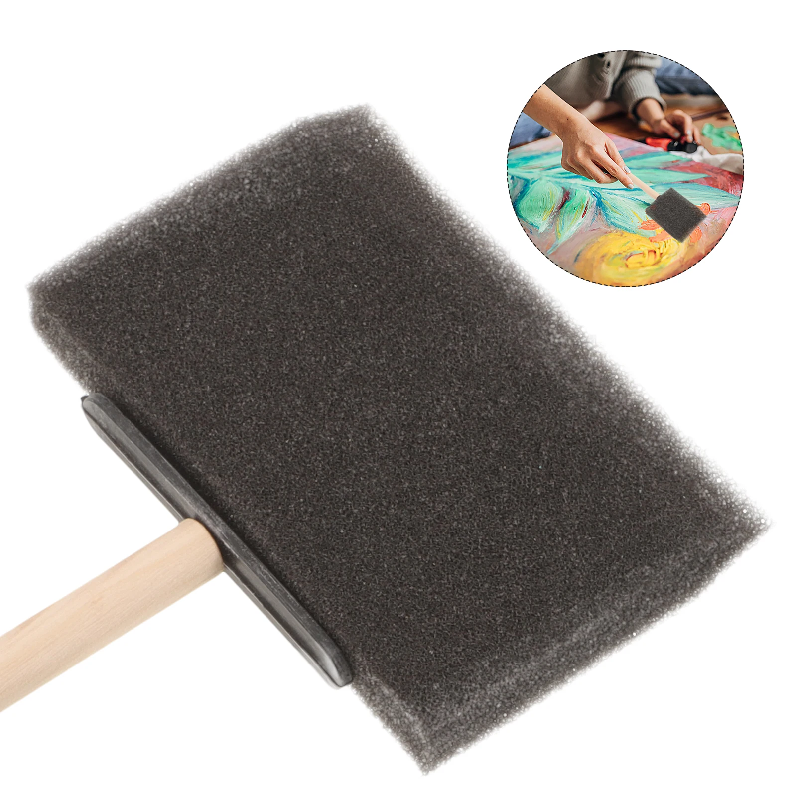 

4Pcs Wooden Handle Painting Sponge Brushes for Crafts Art Foam Sponges Flat Sponge Paint Tools for DIY Home Foam