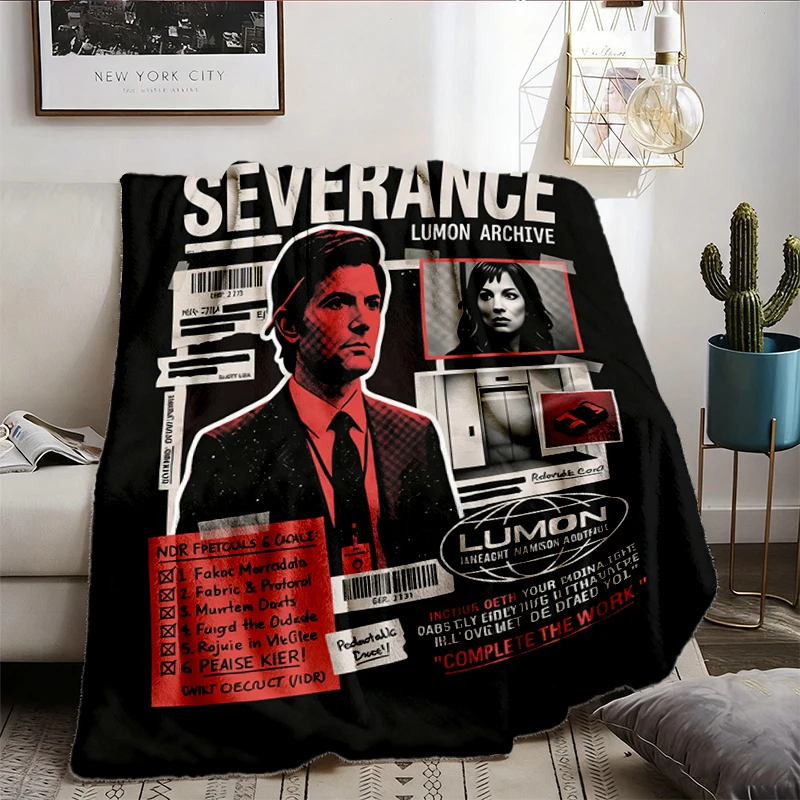 Severance Lumon Industries Graphic Flannel Blanket Mark Scout MDR Department Fan Flannel Throw