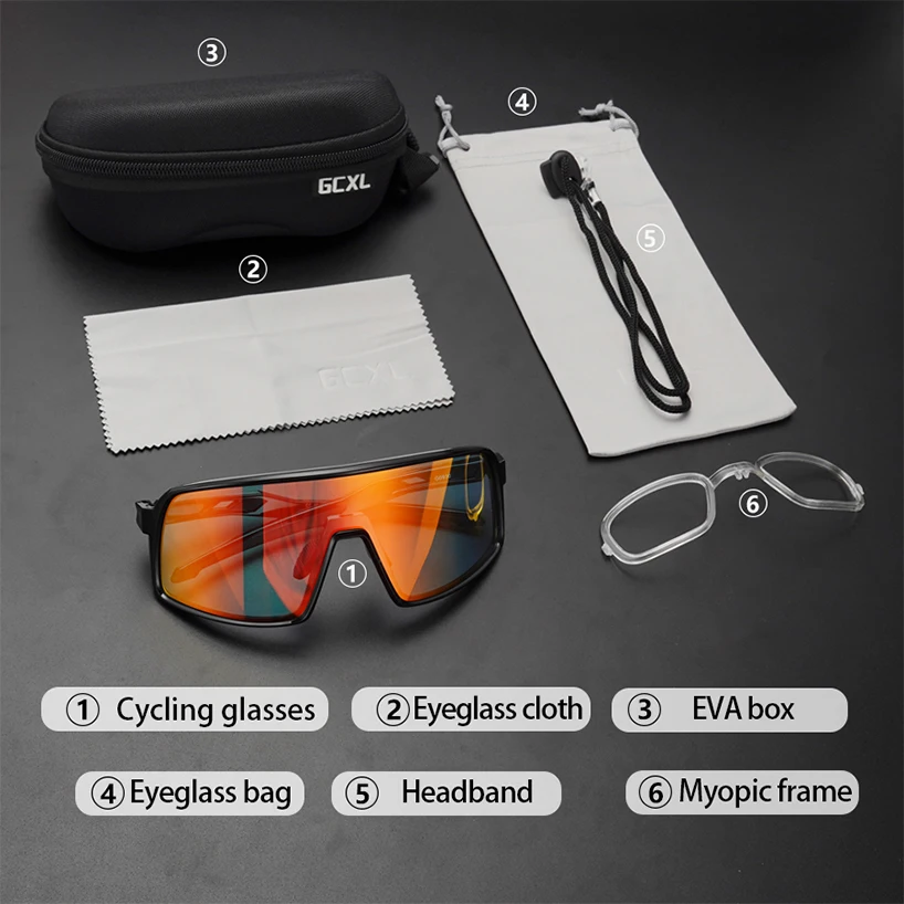 GCXL Photochromic Cycling Glasses UV400 Sunglasses Outdoor Sports  Eyewear MTB Bicycle Riding for Men Women Road Bike Goggles